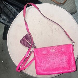 Kate spade bright Pink Leather Crossbody Bag with Tassel
